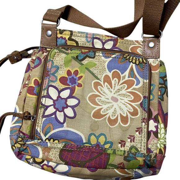 Vintage Fossil Crossbody Shoulder Messenger Canvas Bag Floral Boho Hippie Purse - Picture 3 of 16